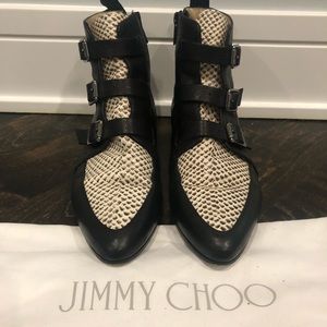 Jimmy Choo Marlin leather python ankle booties